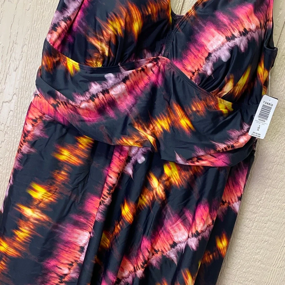 Torrid ASYMMETRICAL HEM SWIM DRESS SHORT LENGTH STRIPE TIE DYE | multiple sizes - Picture 7 of 12